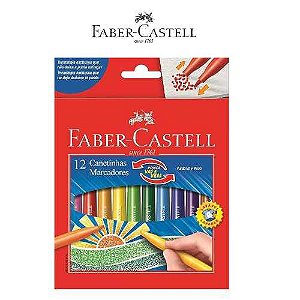 Canetinha Hidrográfica Faber Castell Vai e Vem Com 12 Cores