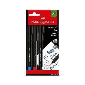 Caneta Bolígrafo Super Soft Pen 1.0mm Faber Castell c/3 Un.