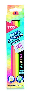 Lápis de Cor Megasoft Neon 6 cores Tris