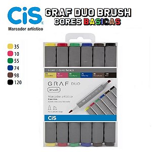 Caneta Cis Graf Duo Brush 2 Pontas C/06 Cores Basicas