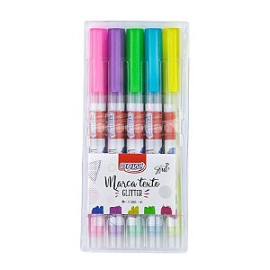 Marca Texto Neon Glitter c/ 5 Cores -BRW