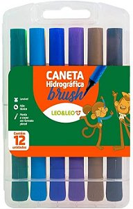 Kit 12 Caneta Brush Pen Hidrocor Lettering Pincel Leonora