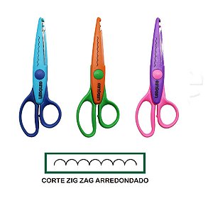 Tesoura Escolar de Picotar Corte Zig Zag Arredondado