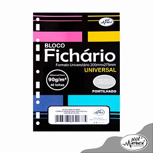 Bloco Fichário Colegial 40fls Cinza Pontilhada 90g/m² Merci