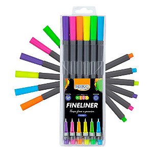 Canetinha Hidro Fine Liner C/6 0,4mm Neon - BRW