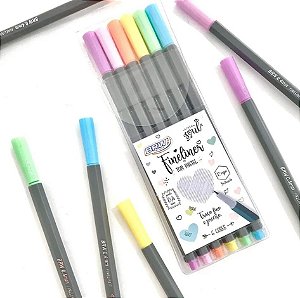 Canetinha Hidro Fine Liner C/6 0,4mm Tons Pastel - BRW