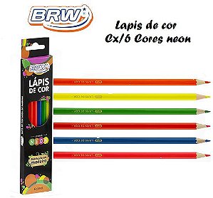 Lapis de Cor de madeira C/6 Cores Neon  BRW
