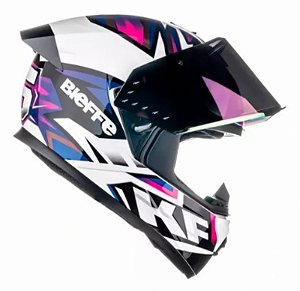 CAPACETE BIEFFE B-12 KF BRANCO PER/ROXO