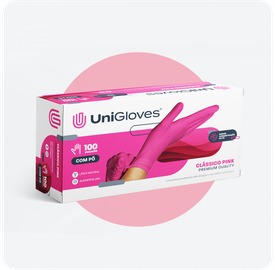 Luva Látex Rosa Pink Com Pó (100un) - UniGloves