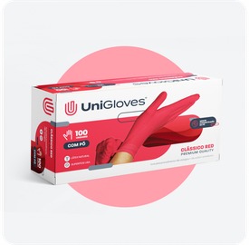 Luva Látex Vermelha Com Pó (100un) - UniGloves