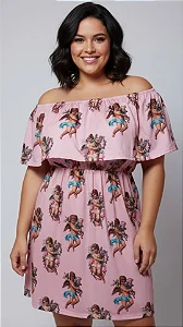 Vestido Ciganinha Rosa Anjos Plus Size