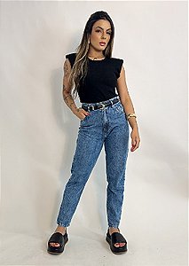 CALÇA JEANS MOM LAVAÇÃO ESCURA