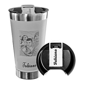 Copo Térmico C/ Tampa Personalizado Com nome + Logo(Foto ou desenho)