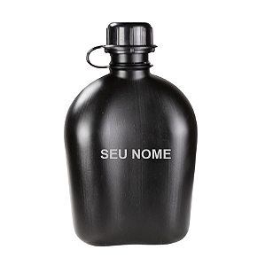 Cantil Militar Preto 900ml Bélica + Nome Gravado