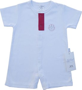 Macacão Curto Branco (Suedine) Bordado- Castelo