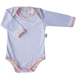Body Bebê Branco + Rosa Manga Longa Princesa