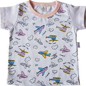 Camiseta Bebê Menina Estampa Aviãozinho