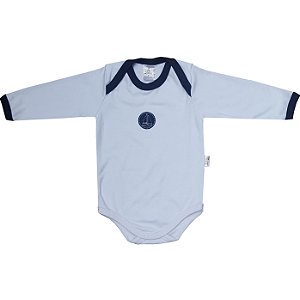 Body Bebê Branco Manga Longa Gola Americana - Bordado Vela