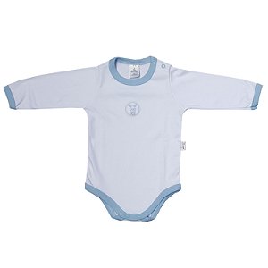 Body Bebê Manga Longa Branco Algodão Egípcio Bordado Coelho