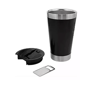 Copo Termico Preto Bebida Gelada e Quente