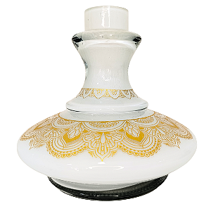 Vaso Narguile Pequeno Aladim Branco com dourado Grosso Resistente