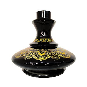 Vaso Narguile Pequeno Aladim Preto Com Dourado Grosso Resistente
