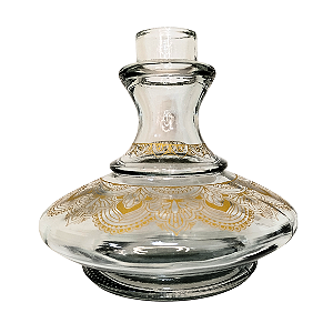 Vaso Narguile Pequeno Aladim Transparente com Dourado Grosso Resistente