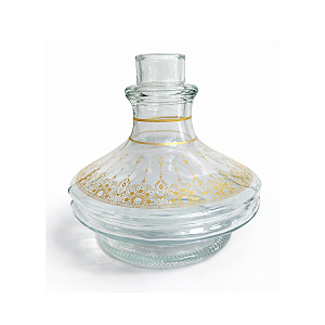 Vaso Narguile Pequeno Aladim Transparente com Dourado Grosso Resistente