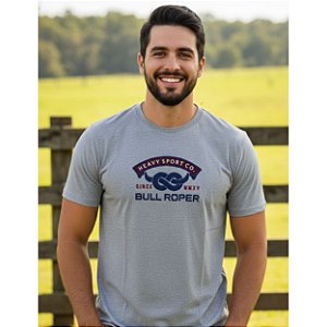 Camiseta Bordada Bull Roper Cinza