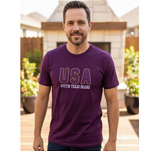 Camiseta Bordada Austin Western Roxa