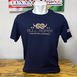 Camiseta Bordada Bull Roper Azul Marinho