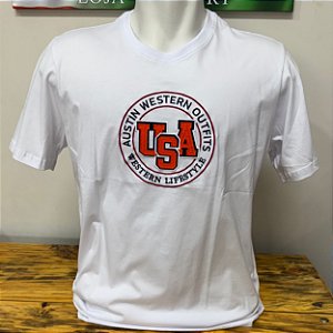 Camiseta Bordada Austin Western Branca
