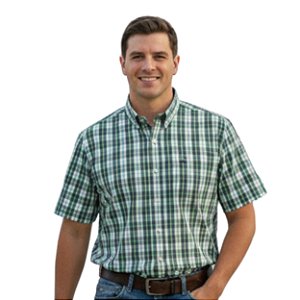 Camisa Manga Curta Bull Roper Xadrez Verde