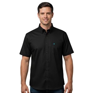 Camisa Manga Curta Okan Western Preto Acetinado