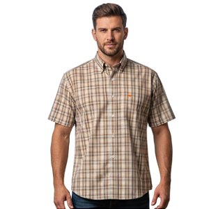 Camisa Manga Curta Bull Roper Xadrez Marrom