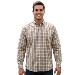 Camisa Manga Longa Bull Roper Xadrez Marrom