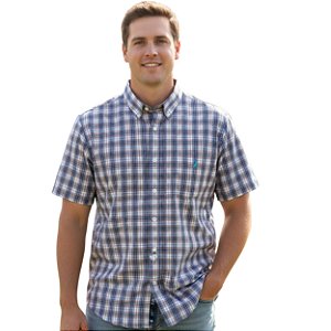 Camisa Manga Curta Austin Western Azul/Rosa