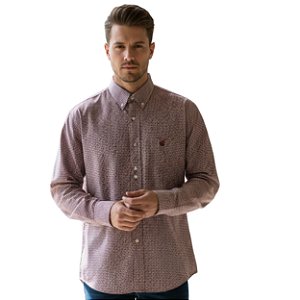 Camisa Manga Longa Ox Horns Xadrez Vinho/Azul Marinho