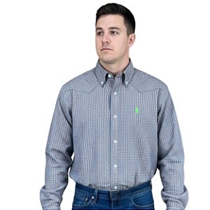 Camisa Manga Longa Austin Western Xadrez Verde/Marsala