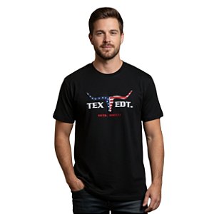 Camiseta Texas Edition Preta Bordada |Boi