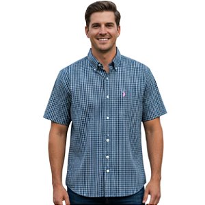 Camisa Manga Curta Austin Western Azul/Azul Marinho