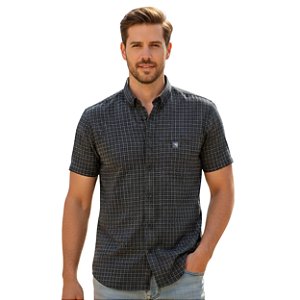 Camisa Manga Curta Austin Bulls Xadrez Preto/Branco