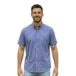 Camisa Manga Curta Austin Western Turquesa/Rosa