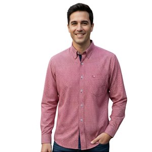 Camisa Manga Longa Austin Bulls Xadrez Vermelha