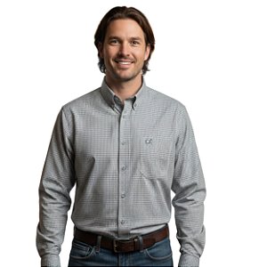 Camisa Manga Longa Okan Western Xadrez Cinza