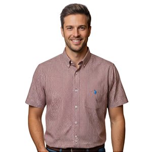 Camisa Manga Curta Austin Western Vemelho/Branco