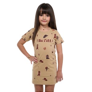 Vestido Infantil Nude Estampado Ox Horns