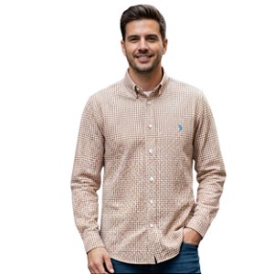 Camisa Manga Longa Austin Western Laranja/Branco