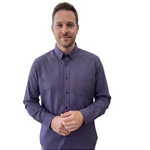 Camisa Manga Longa Austin Bulls Xadrez Vermelha/Azul