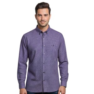 Camisa Manga Longa Leone Xadrez Roxo/Preto
